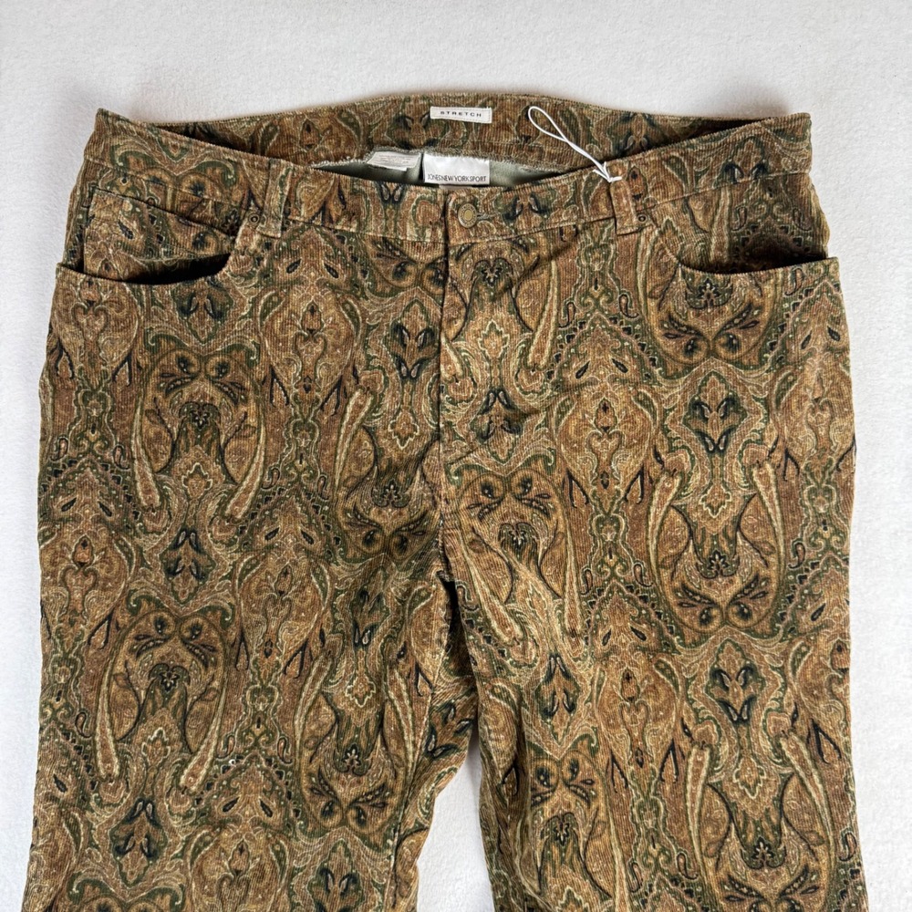 Jones New York Sport Womens 18W Paisley Corduroy Bootcut Pants Brown Earthy Boho - Picture 7 of 7